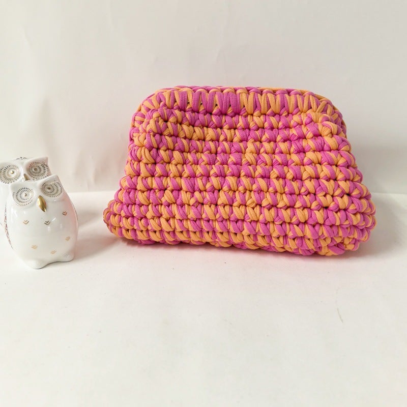 Dopamine Cloth Crochet Hand Bag, Ins Crochet Cloth Hand Bag, Cloud Night - Image 3